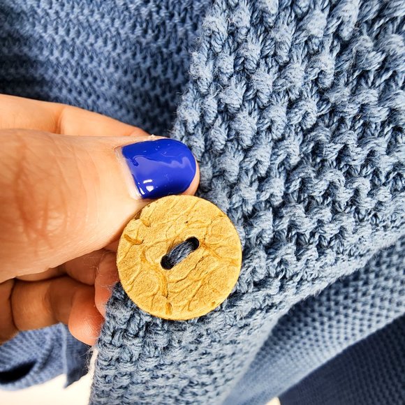 Monteraey Bay Light Blue Coastal Chunky Knit Beachy Cotton Sweater Size Medium - Picture 5 of 11